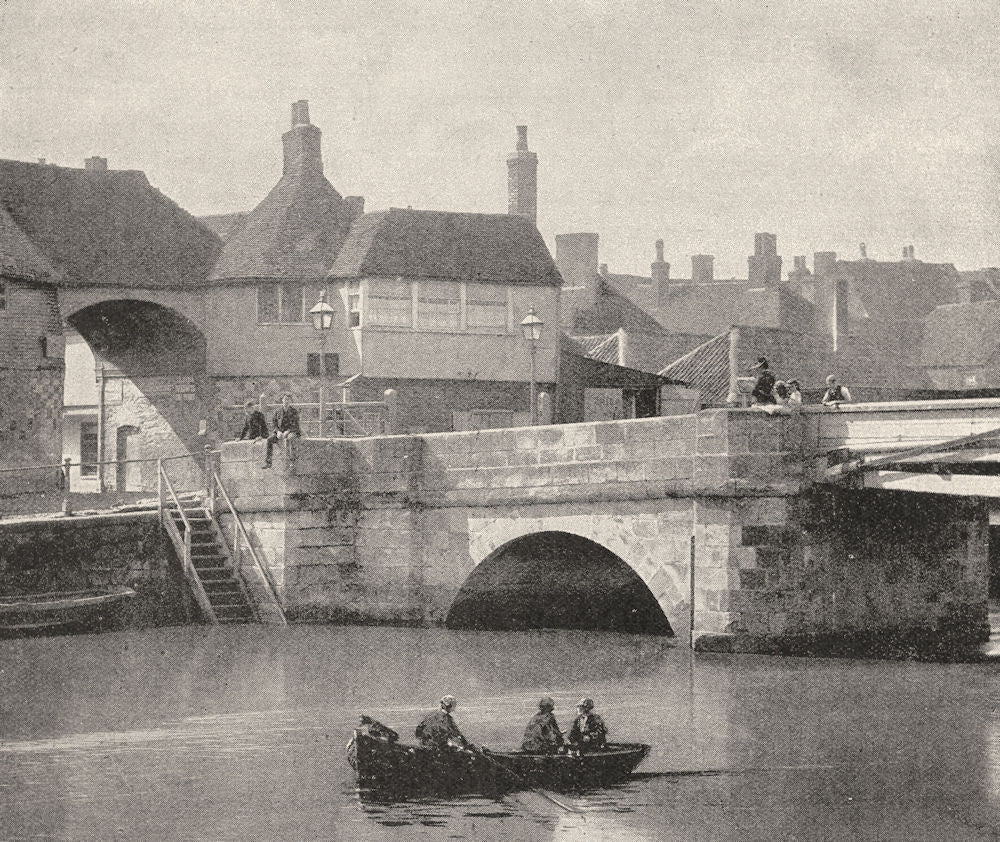 KENT. Sandwich. The Old Bridge and Barbican 1901 antique print picture